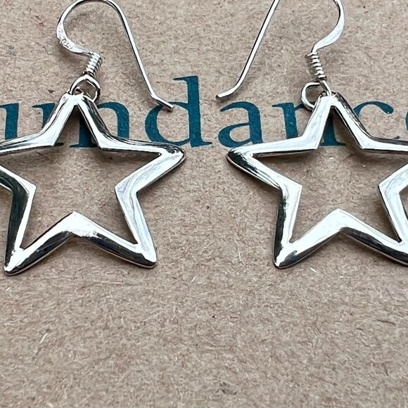 Sundance $78 NEW Sterling Silver STAR 1-1/4" Dangle Holidays Christmas Earrings - Picture 10 of 10
